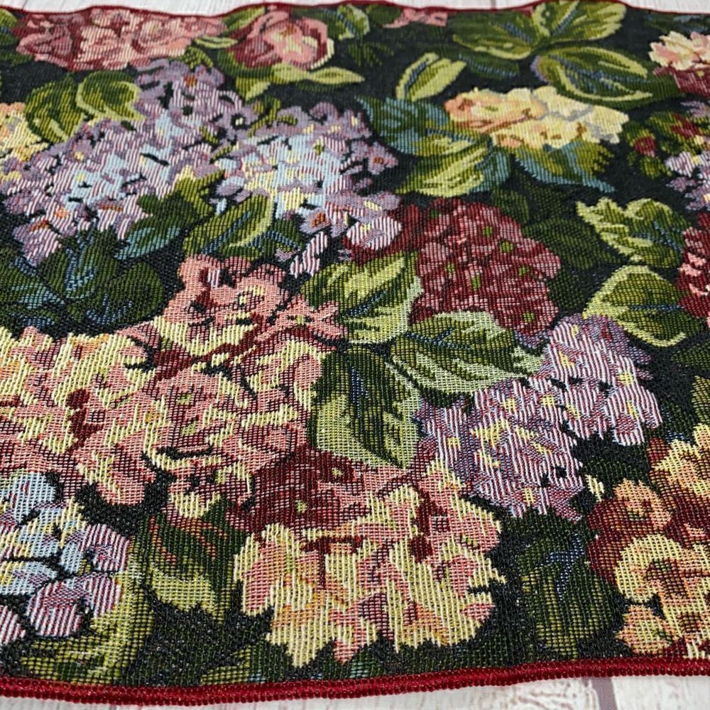 Floral print table runner with fringe ends approx 
52”x12.5” - Picture 3 of 5